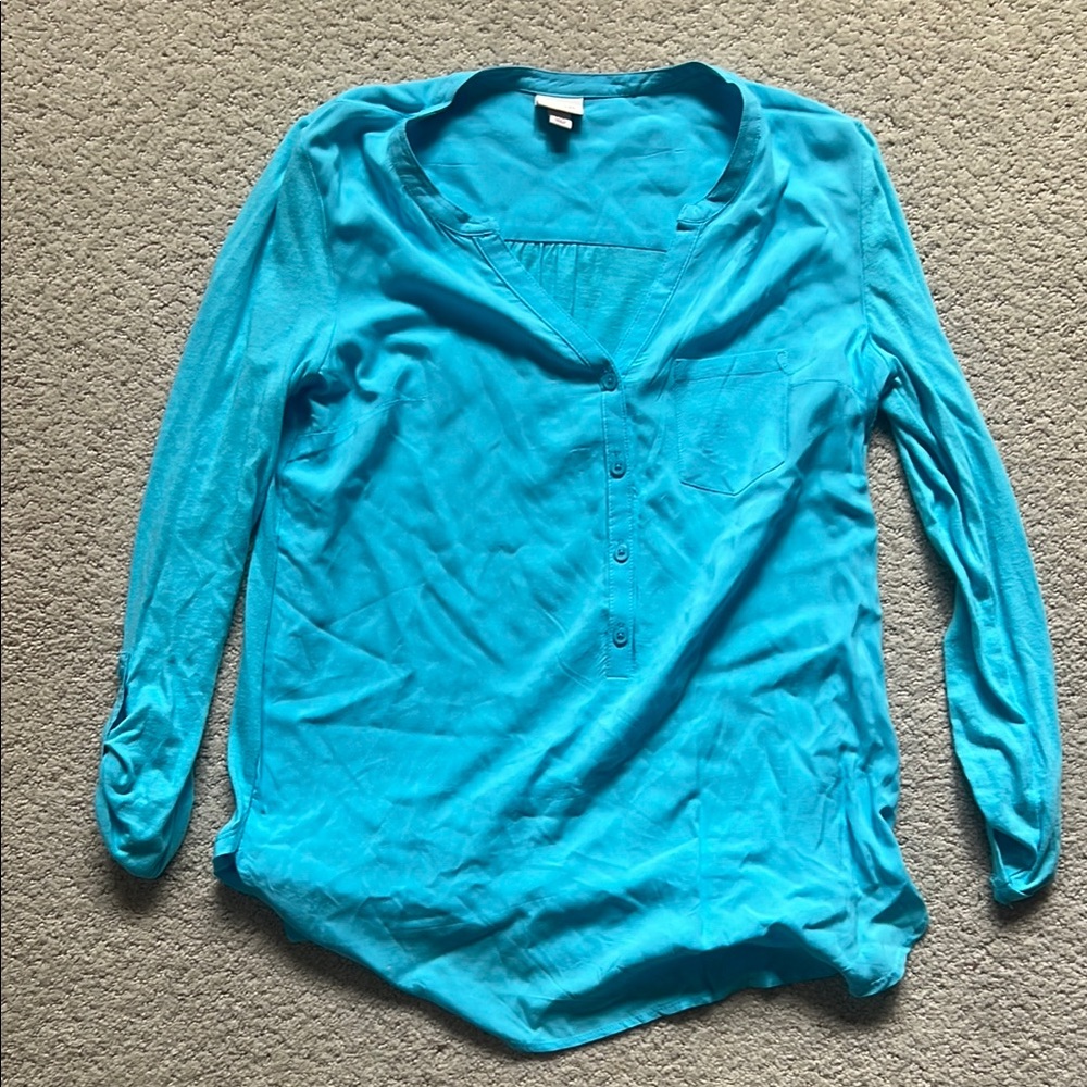 Merona Blue Fitted Blouse